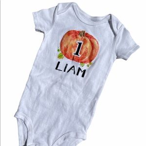 “Liam” 1st birthday pumpkin onesie